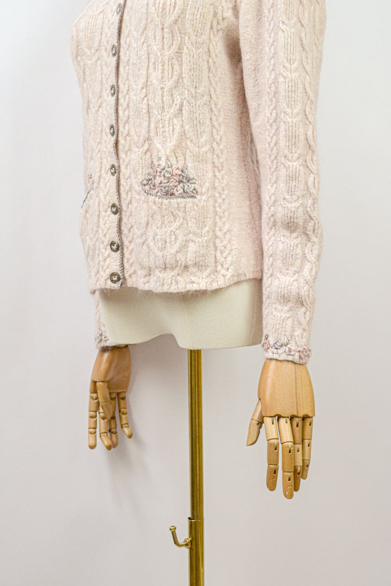 FREESIA - 1990s Vintage Wolkenstricker Embroidered Cardigan - Size S/M
