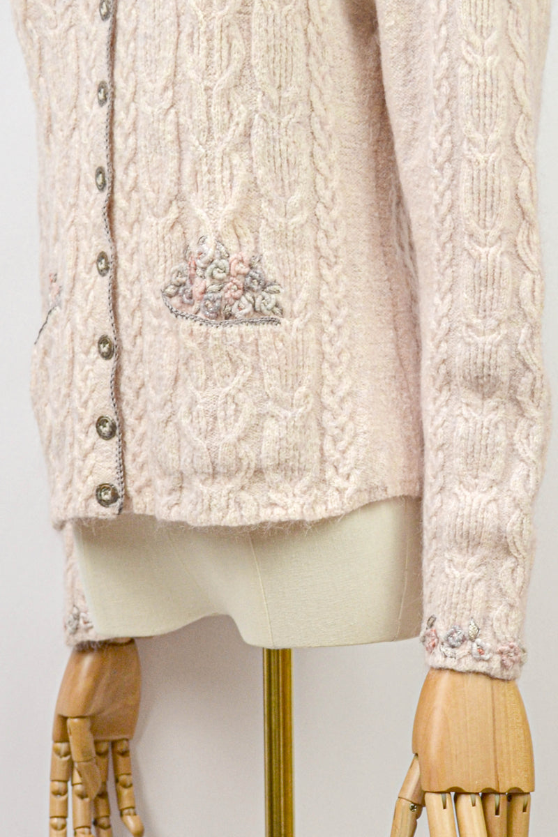 FREESIA - 1990s Vintage Wolkenstricker Embroidered Cardigan - Size S/M