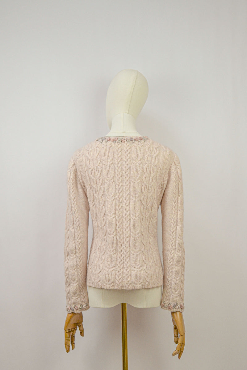FREESIA - 1990s Vintage Wolkenstricker Embroidered Cardigan - Size S/M