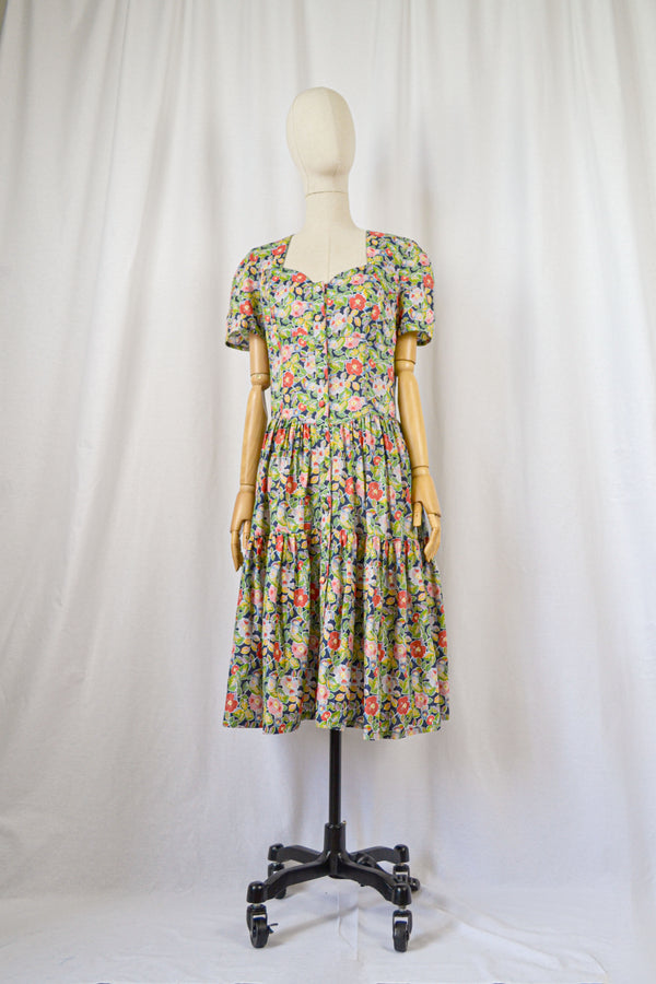 GARDEN HUES - 1990s Vintage Cacharel Liberty Floral Print Shirt Dress -Size M/L
