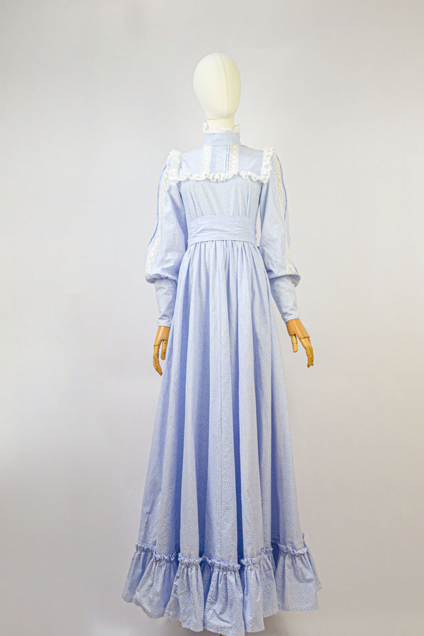 GENTIAN - 1970s Vintage Laura Ashley Prairie Dress - Size S/M
