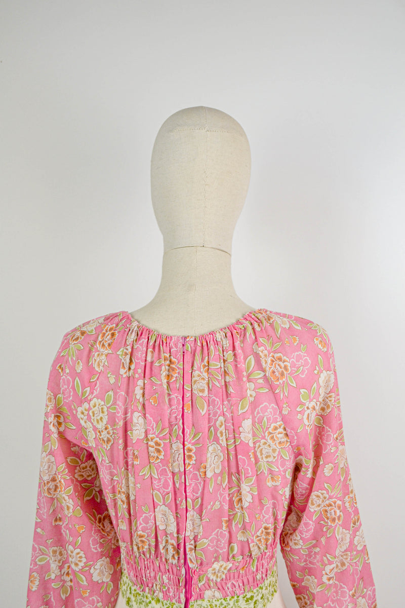 CAMELIA - 1970s Vintage Handmade Prairie Dress - Size S