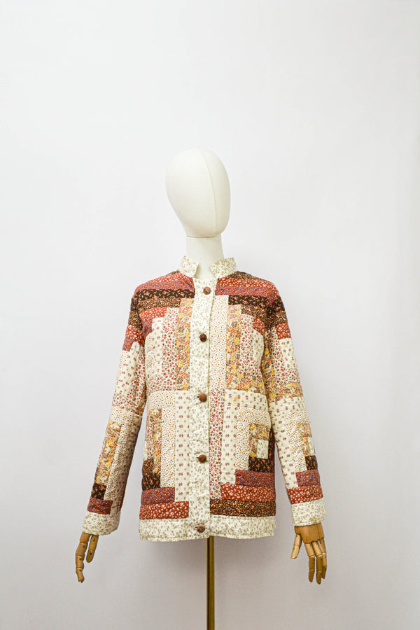 HARVEST - 1980s Vintage Patchwork Cotton Jacket - Size S