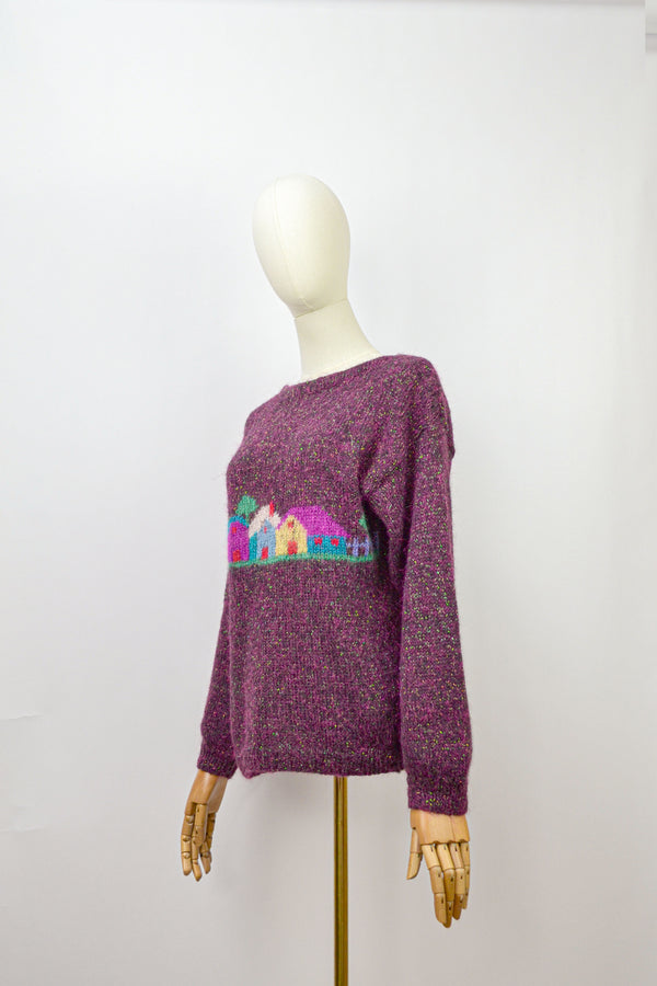 HOME SWEET HOME - 1980s Vintage Mohair Jumper - Size S