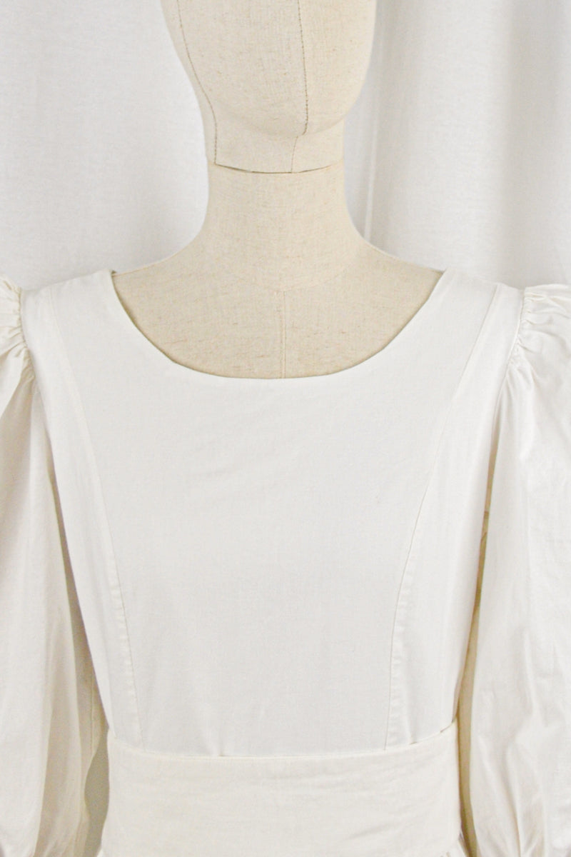 IN THE CLOUD - 1980s Vintage Laura Ashley Crisp White Dress - Size M