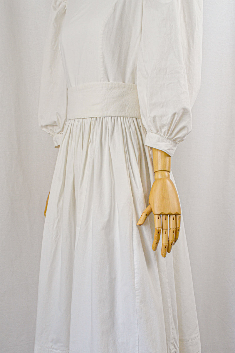 IN THE CLOUD - 1980s Vintage Laura Ashley Crisp White Dress - Size M