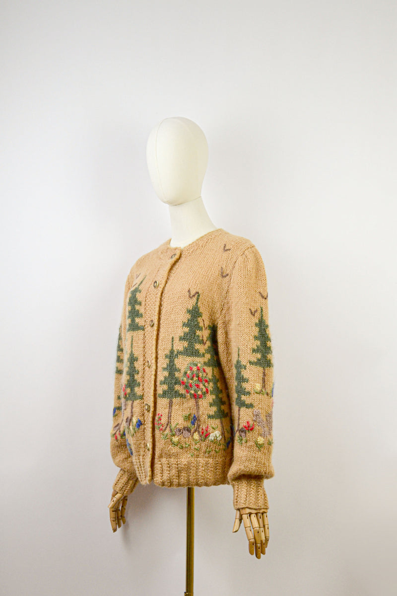 IN THE WOOD - 1980s Vintage and Rare Goschler Soft Ochre Austrian Cardigan - Size S/M