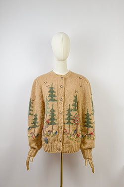 IN THE WOOD - 1980s Vintage and Rare Goschler Soft Ochre Austrian Cardigan - Size S/M