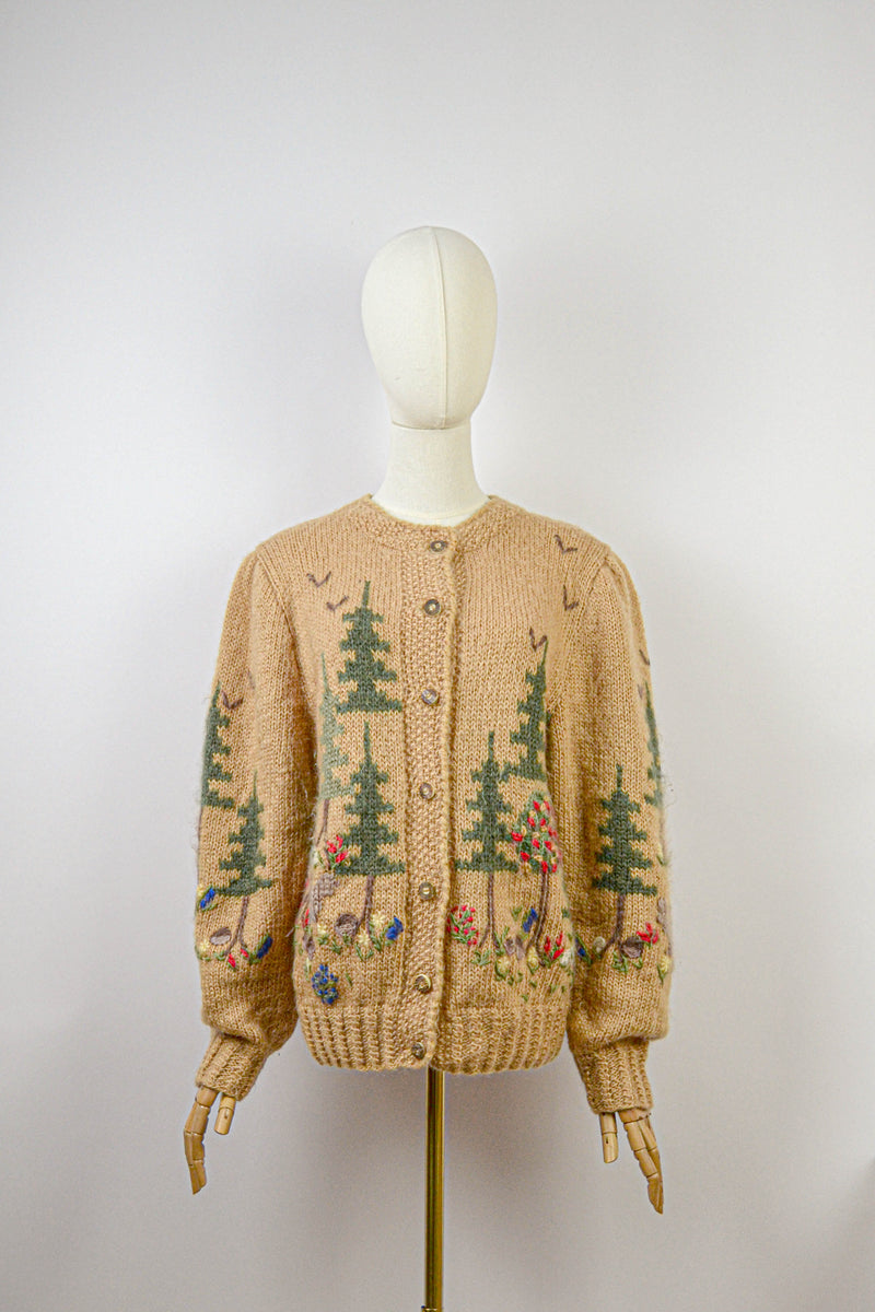 IN THE WOOD - 1980s Vintage and Rare Goschler Soft Ochre Austrian Cardigan - Size S/M