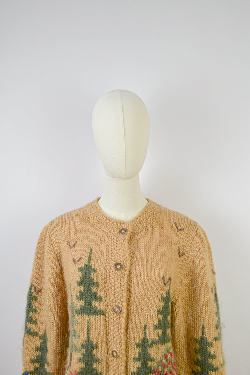 IN THE WOOD - 1980s Vintage and Rare Goschler Soft Ochre Austrian Cardigan - Size S/M