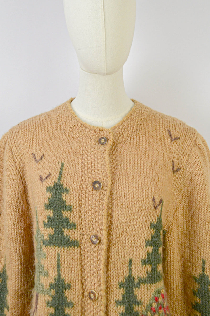 IN THE WOOD - 1980s Vintage and Rare Goschler Soft Ochre Austrian Cardigan - Size S/M