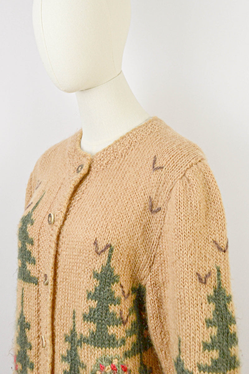 IN THE WOOD - 1980s Vintage and Rare Goschler Soft Ochre Austrian Cardigan - Size S/M