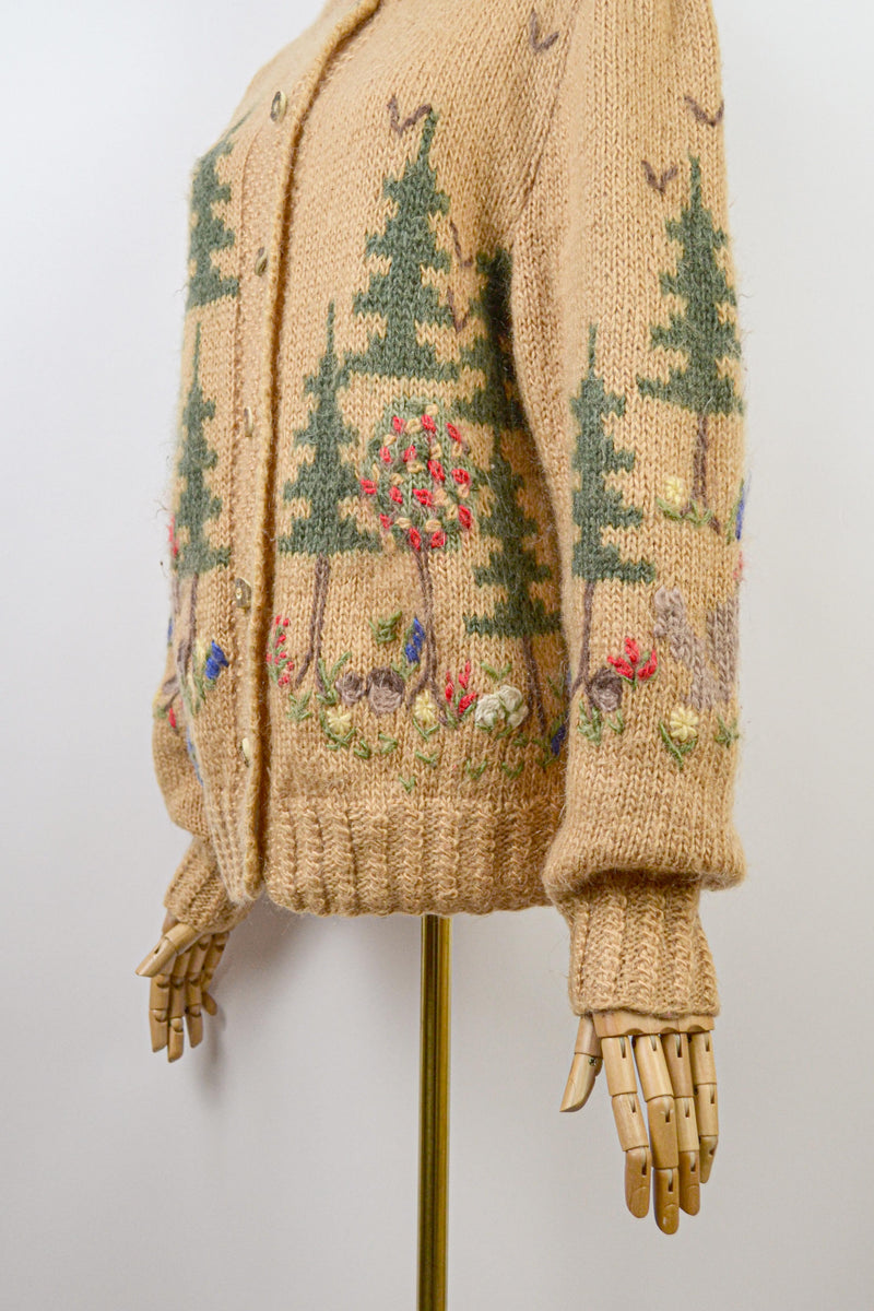 IN THE WOOD - 1980s Vintage and Rare Goschler Soft Ochre Austrian Cardigan - Size S/M