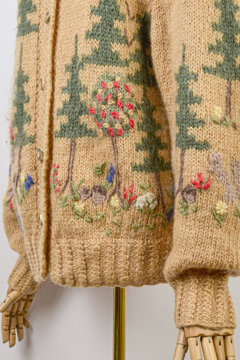 IN THE WOOD - 1980s Vintage and Rare Goschler Soft Ochre Austrian Cardigan - Size S/M