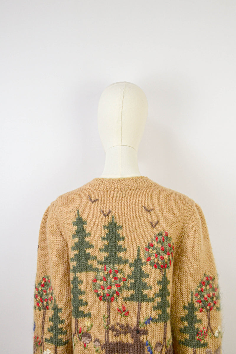 IN THE WOOD - 1980s Vintage and Rare Goschler Soft Ochre Austrian Cardigan - Size S/M