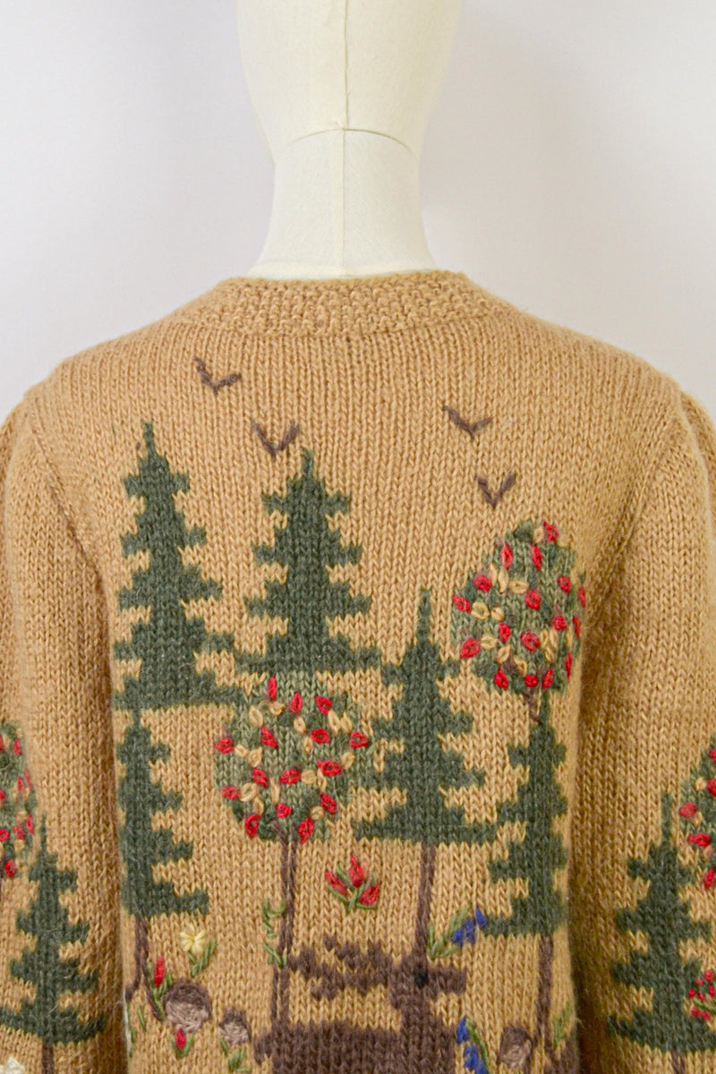 IN THE WOOD - 1980s Vintage and Rare Goschler Soft Ochre Austrian Cardigan - Size S/M