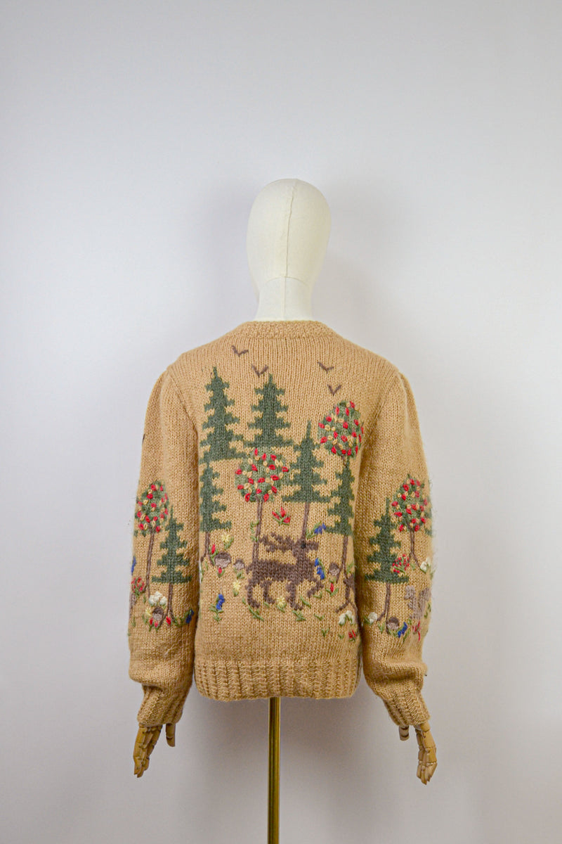 IN THE WOOD - 1980s Vintage and Rare Goschler Soft Ochre Austrian Cardigan - Size S/M