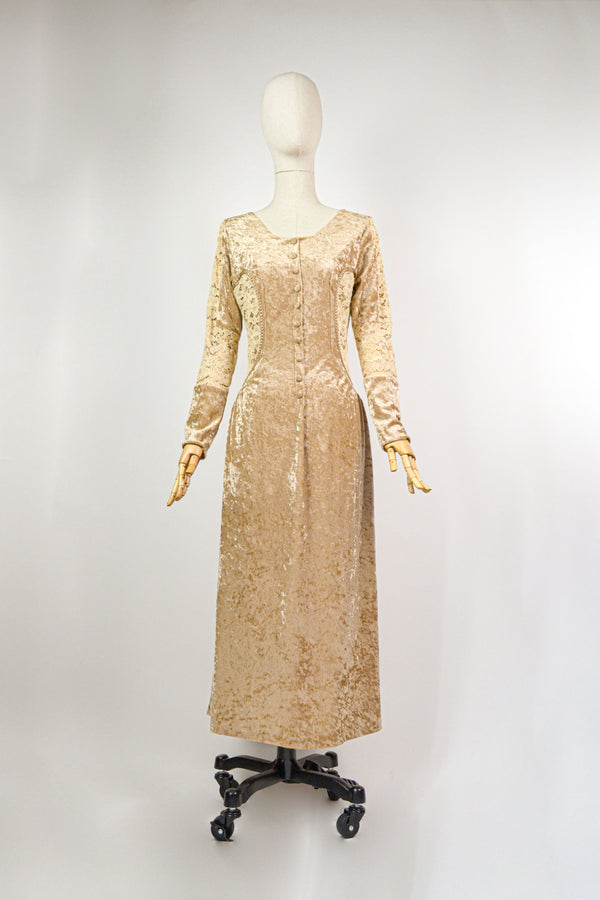 ISABELLINE - 1990s Vintage Crushed Velvet Dress - Size M