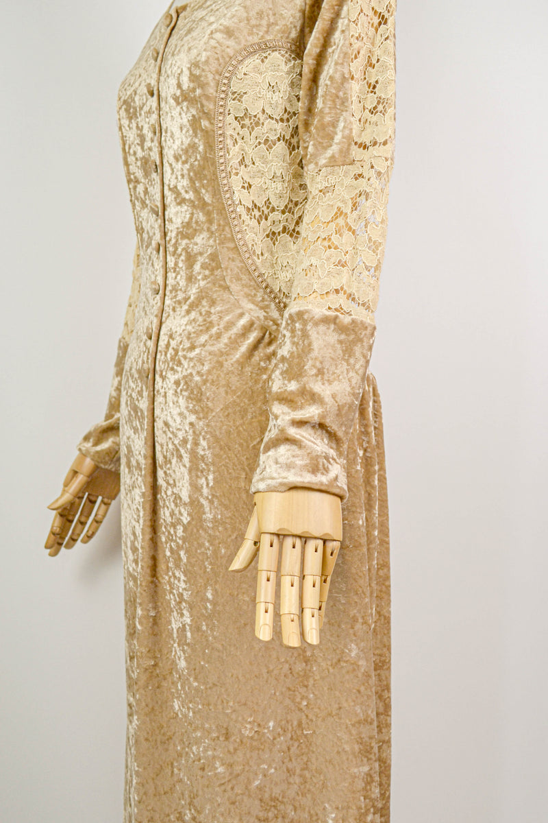 ISABELLINE - 1990s Vintage Crushed Velvet Dress - Size M