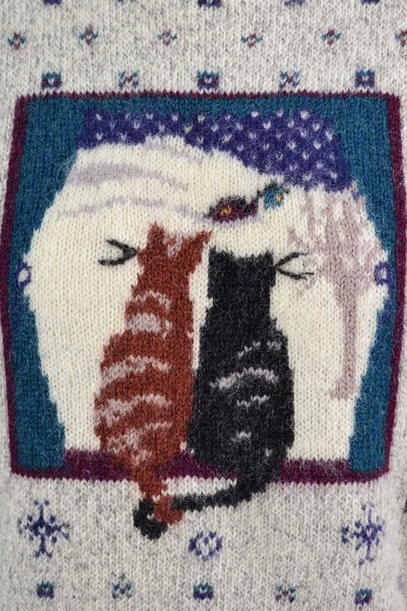 KITTY HARMONY - 1990s Vintage Woolrich Intarsia Cat Wool Jumper - Size M/L