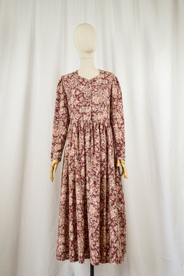 FALL’S LETTER - 1980s Vintage Floral Tea Dress - Size M