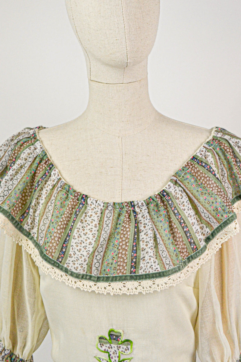 LINDEN - 1970s Vintage Rare Prairie Maxi Dress by Pat Farrell - Size XS/S