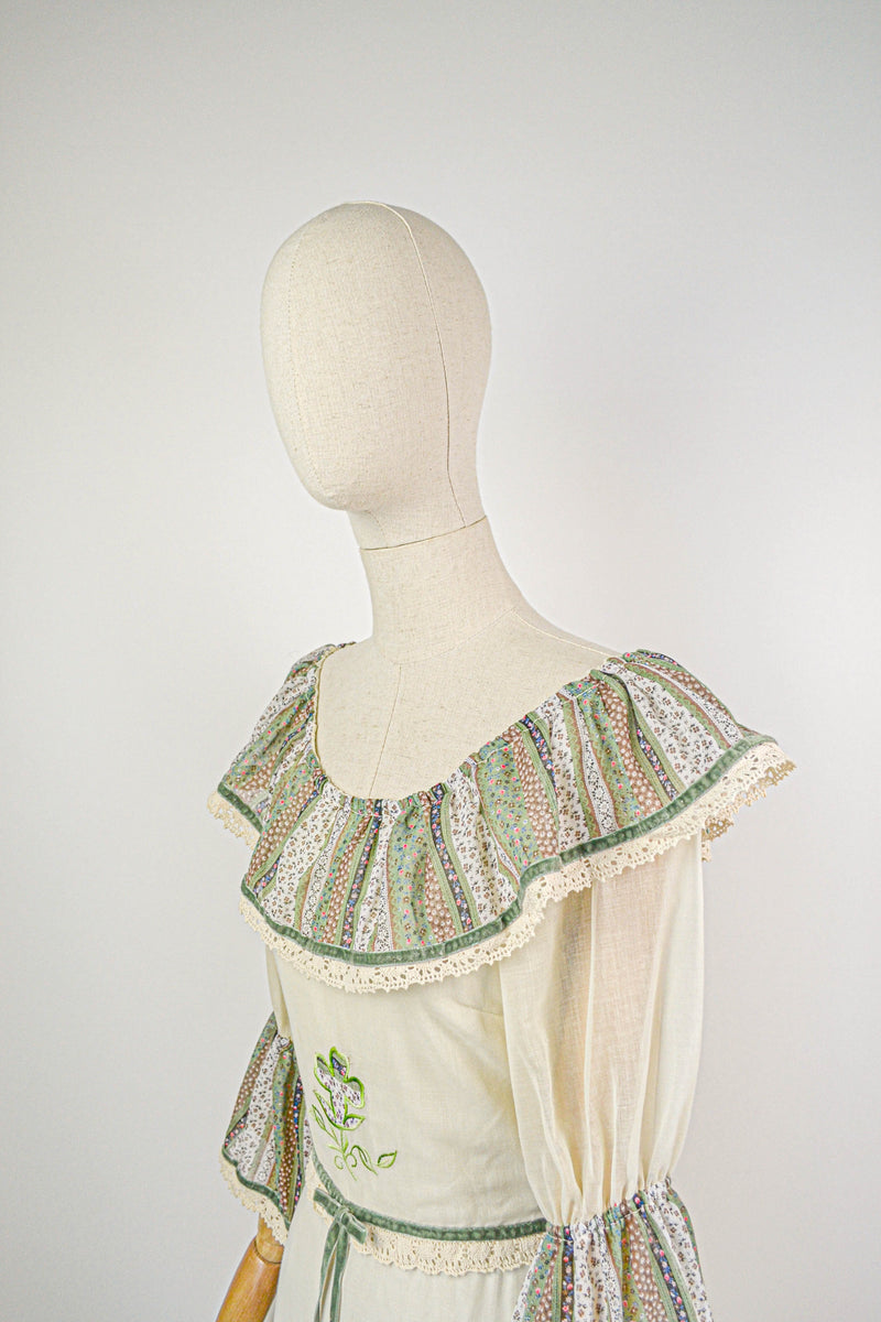 LINDEN - 1970s Vintage Rare Prairie Maxi Dress by Pat Farrell - Size XS/S