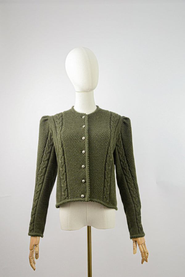 LOBLOLLY -  1980s Vintage Dark Green Cardigan - Size S/M