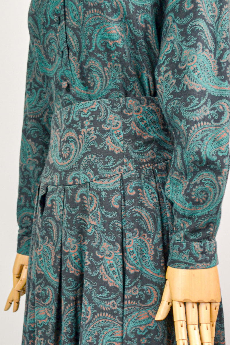 FOREVER ARABESQUE - 1980s Vintage Laura Ashley Paisley Blouse and Skirt Set - Size S/M
