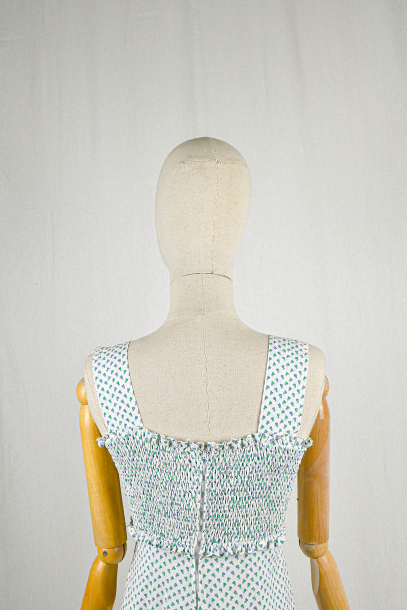 LYRE - 1970s Vintage Laura Ashley White Cotton Maxi Dress - Size S