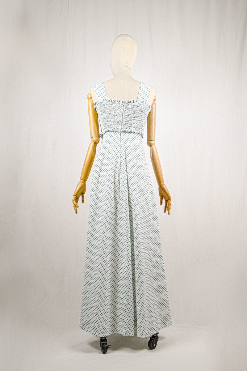 LYRE - 1970s Vintage Laura Ashley White Cotton Maxi Dress - Size S
