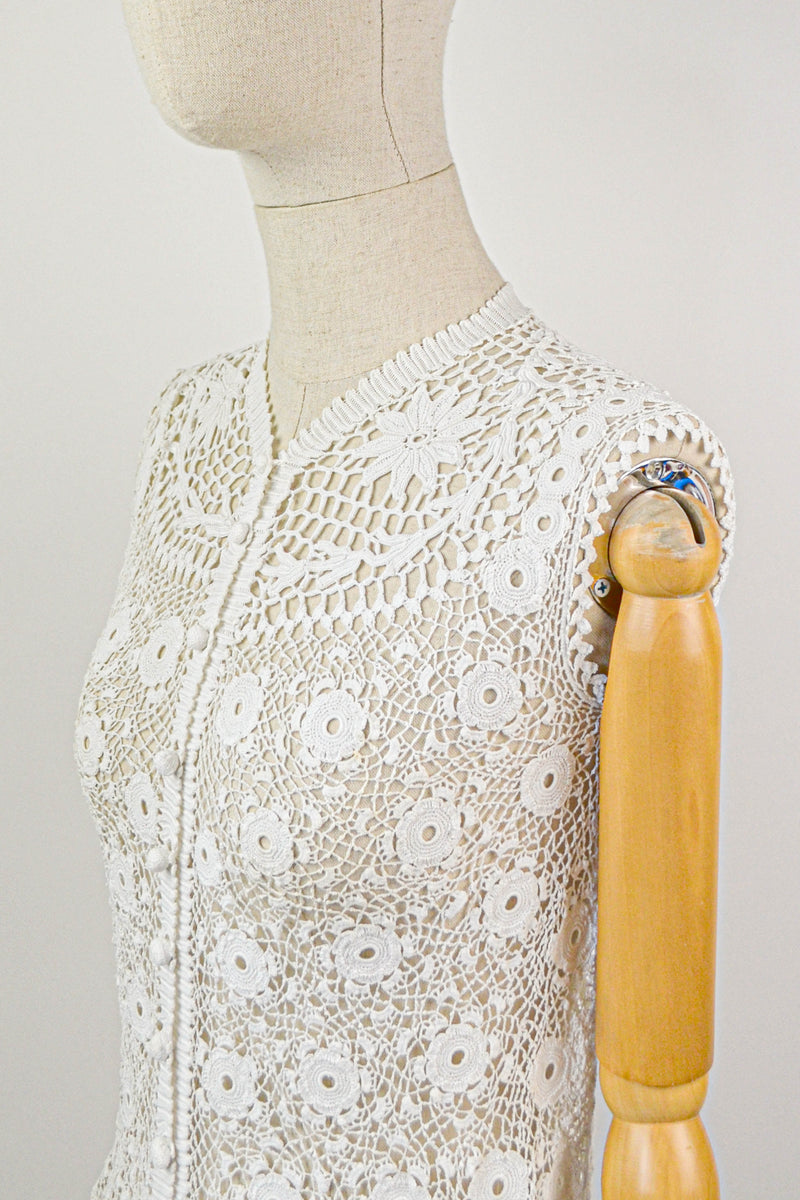 MILLET - 1950s Vintage Crochet Cardigan - size XS/S