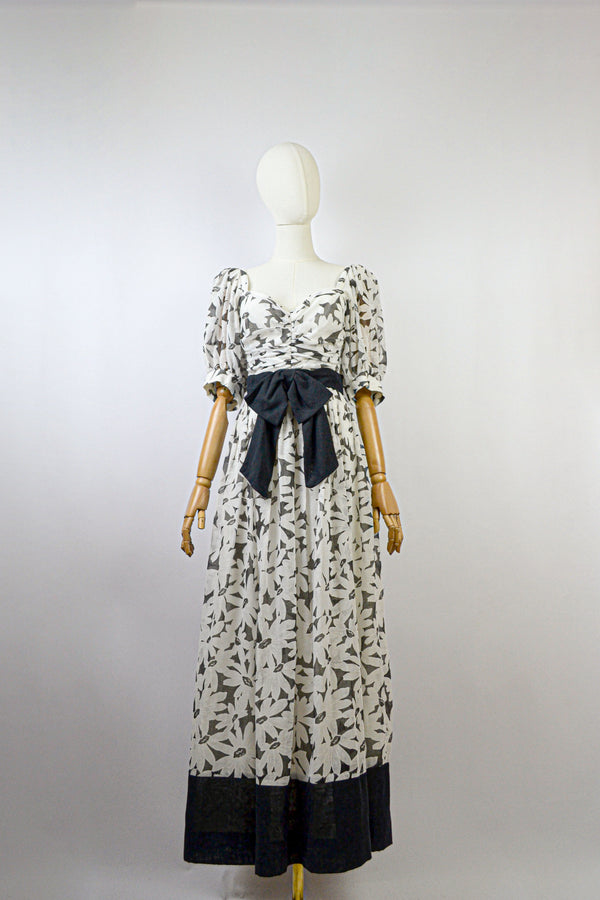 MOONLIT BLOOM - 1980s Vintage And Rare Laura Phillips Floral Maxi Dress - Size M