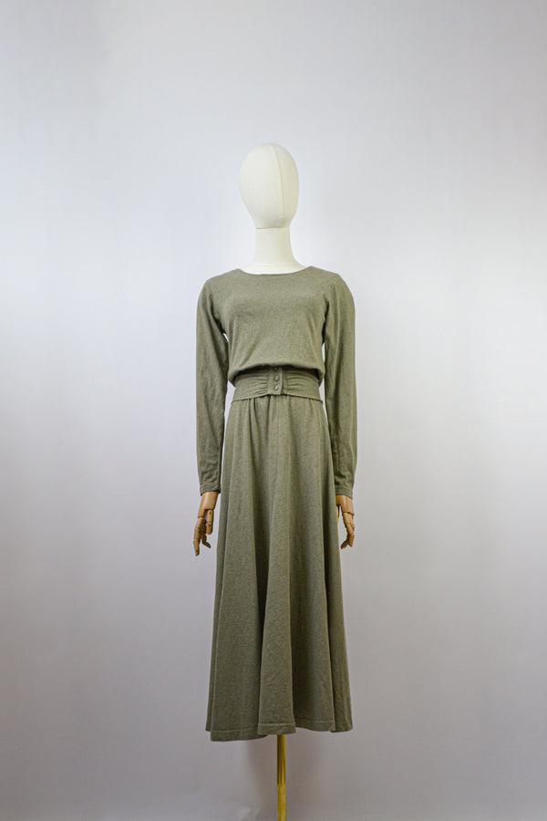 MOSS - 1990s Vintage Laura Ashley Cotton Jersey Dress - Size S