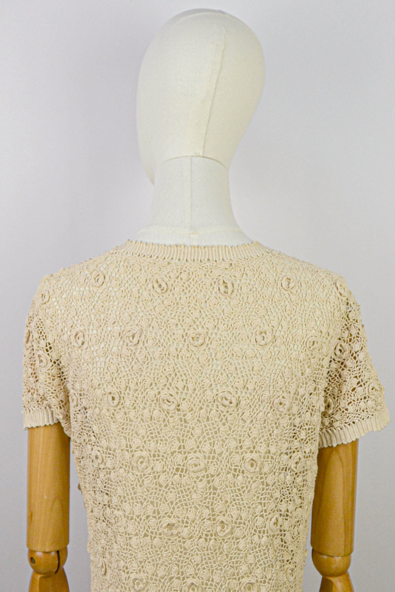 MUSCAT - Antique Irish Lace Cotton Cardigan - Size S/M