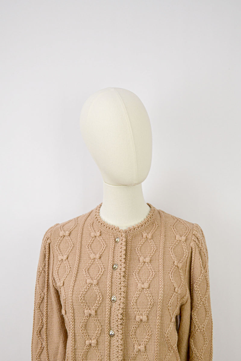 MY LITTLE BOW - 1990s Vintage Caramel Wool Austrian Cardigan - Size S/M