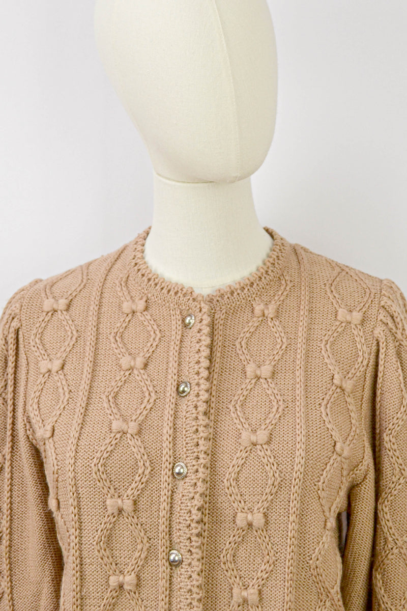 MY LITTLE BOW - 1990s Vintage Caramel Wool Austrian Cardigan - Size S/M