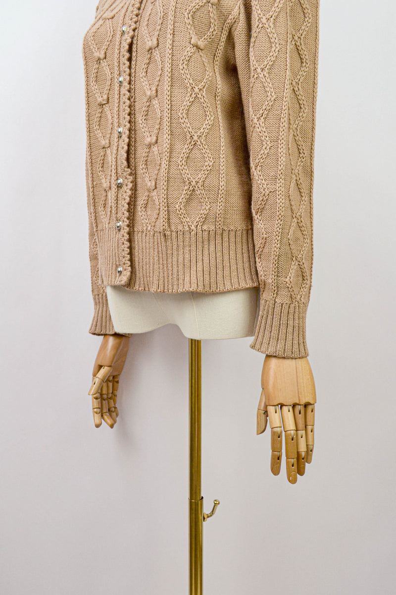 MY LITTLE BOW - 1990s Vintage Caramel Wool Austrian Cardigan - Size S/M