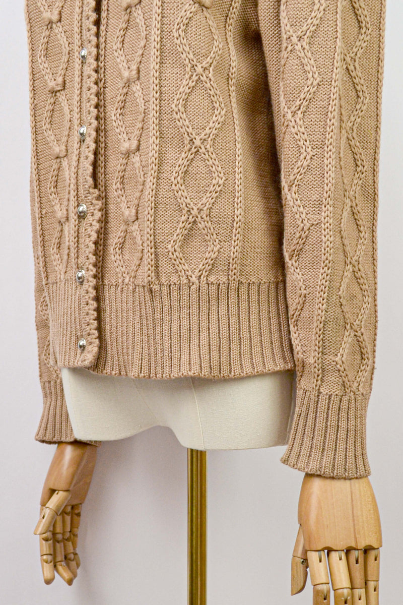 MY LITTLE BOW - 1990s Vintage Caramel Wool Austrian Cardigan - Size S/M