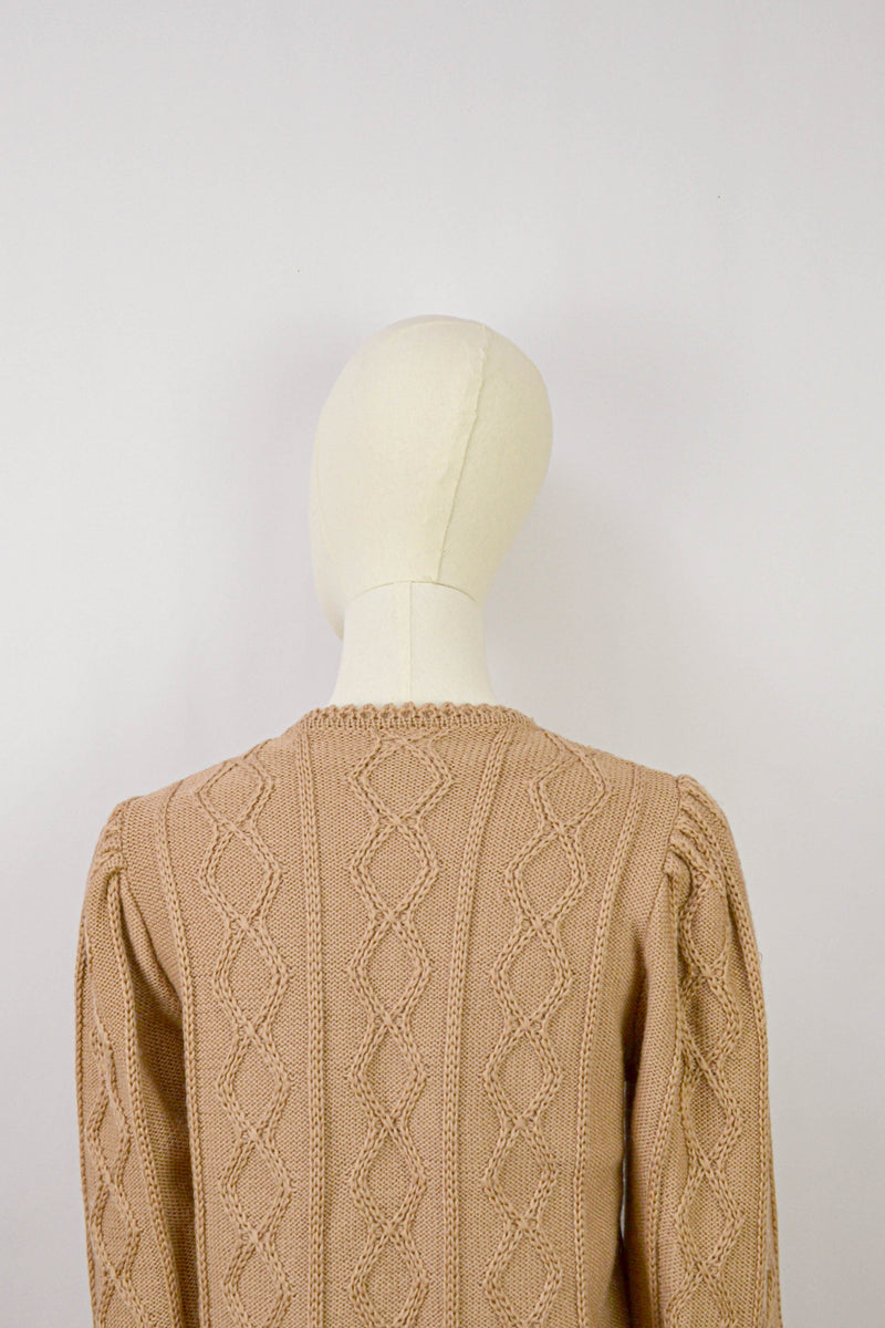 MY LITTLE BOW - 1990s Vintage Caramel Wool Austrian Cardigan - Size S/M