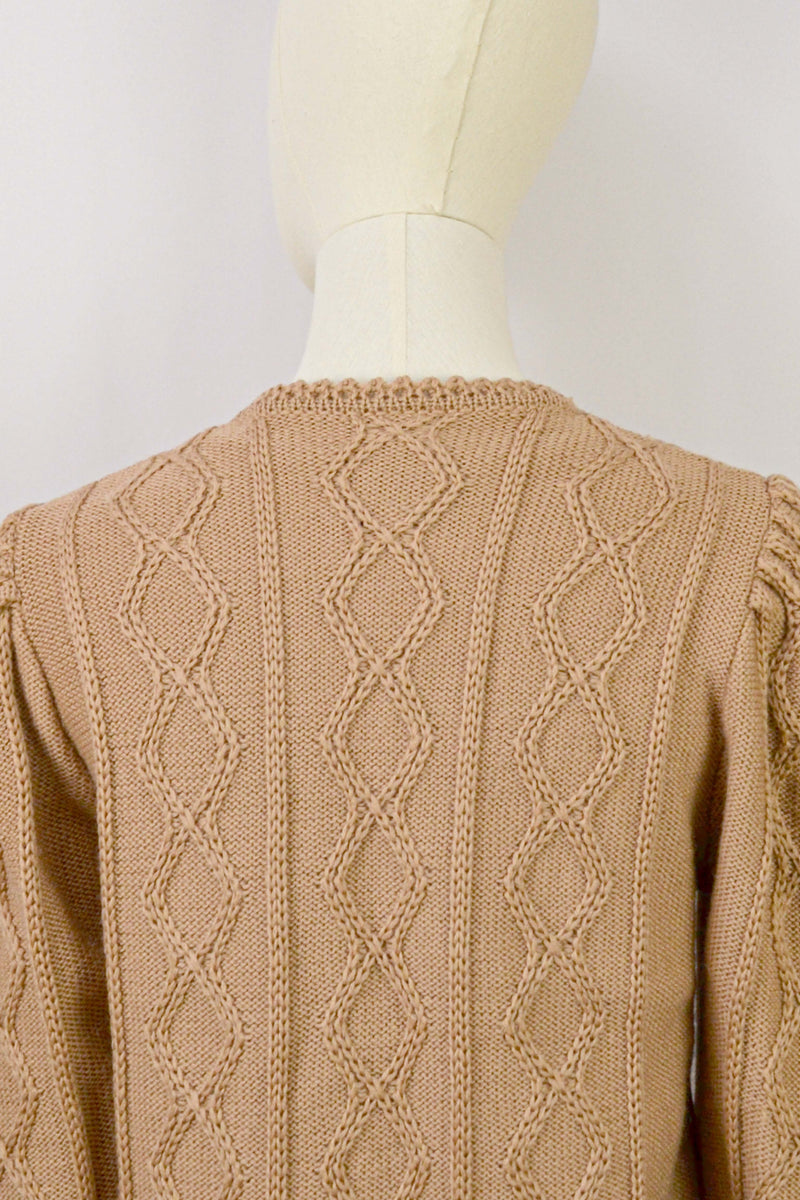 MY LITTLE BOW - 1990s Vintage Caramel Wool Austrian Cardigan - Size S/M