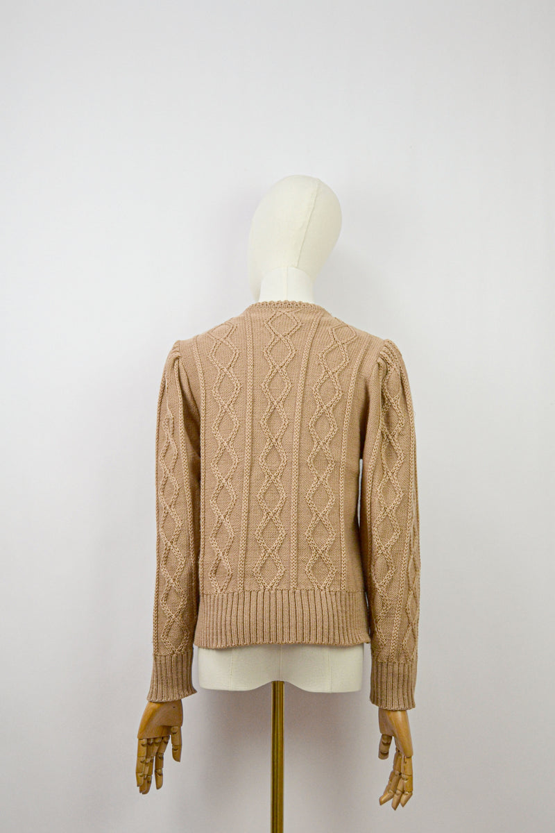 MY LITTLE BOW - 1990s Vintage Caramel Wool Austrian Cardigan - Size S/M