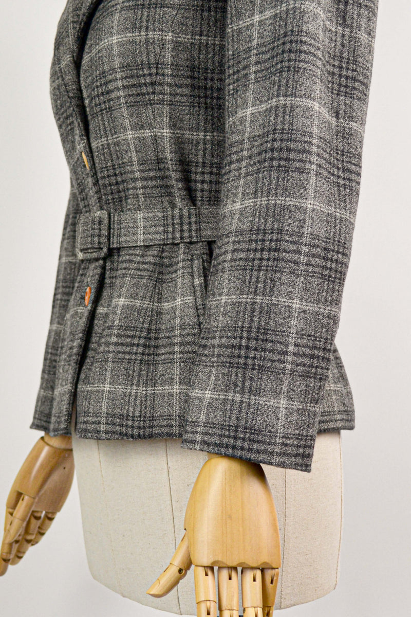 NOTEBOOK - 1990s Vintage Cacharel CHECK Winter Jacket - Size S