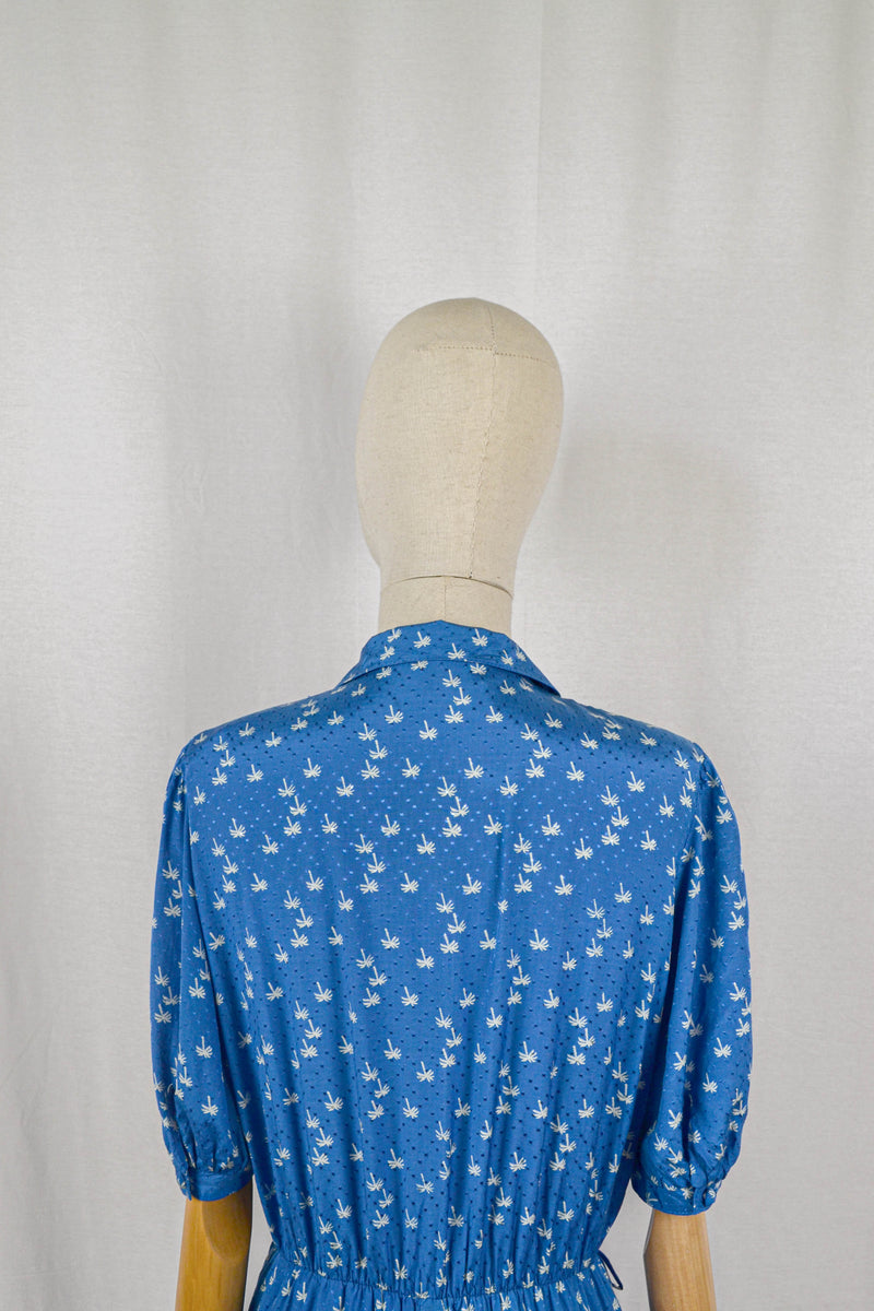 PALMS - 1960s Vintage Betty Barclay Palms Print Shirt-dress - Size M/L