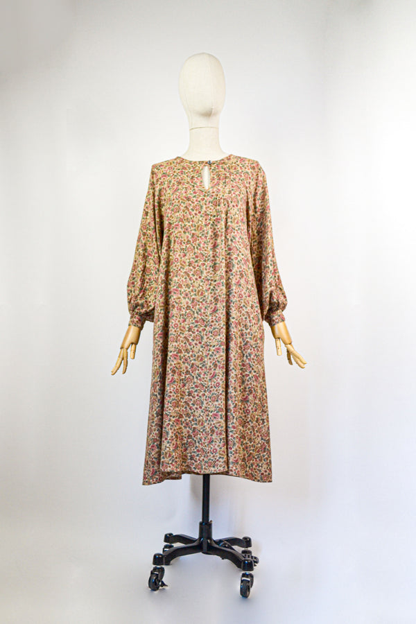 PERENNIAL - 1970s Vintage David Silverman Ditsy Floral Dress - Size S
