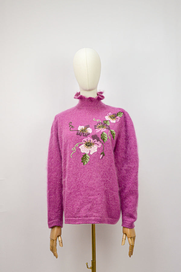 PETUNIA - 1980s Vintage Purple Mohair Jumper- Size M/L