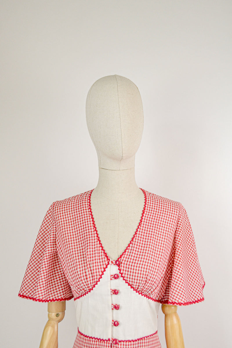 PICNIC - 1970s Vera Mont Gingham Prairie Dress - Size S