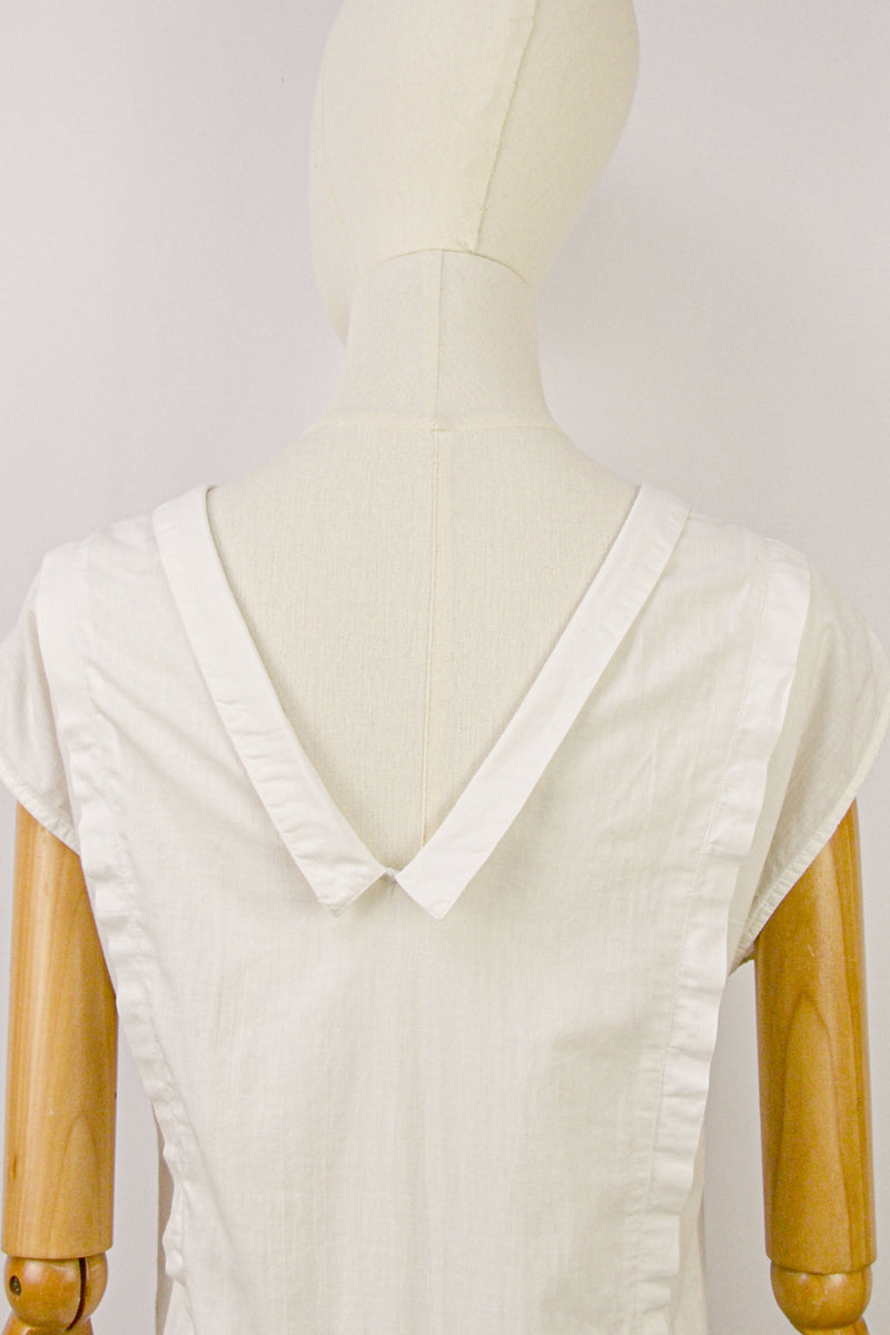 PLUME - 1980s Vintage Rene Derhy Embroidered Cotton Dress - Size S/M