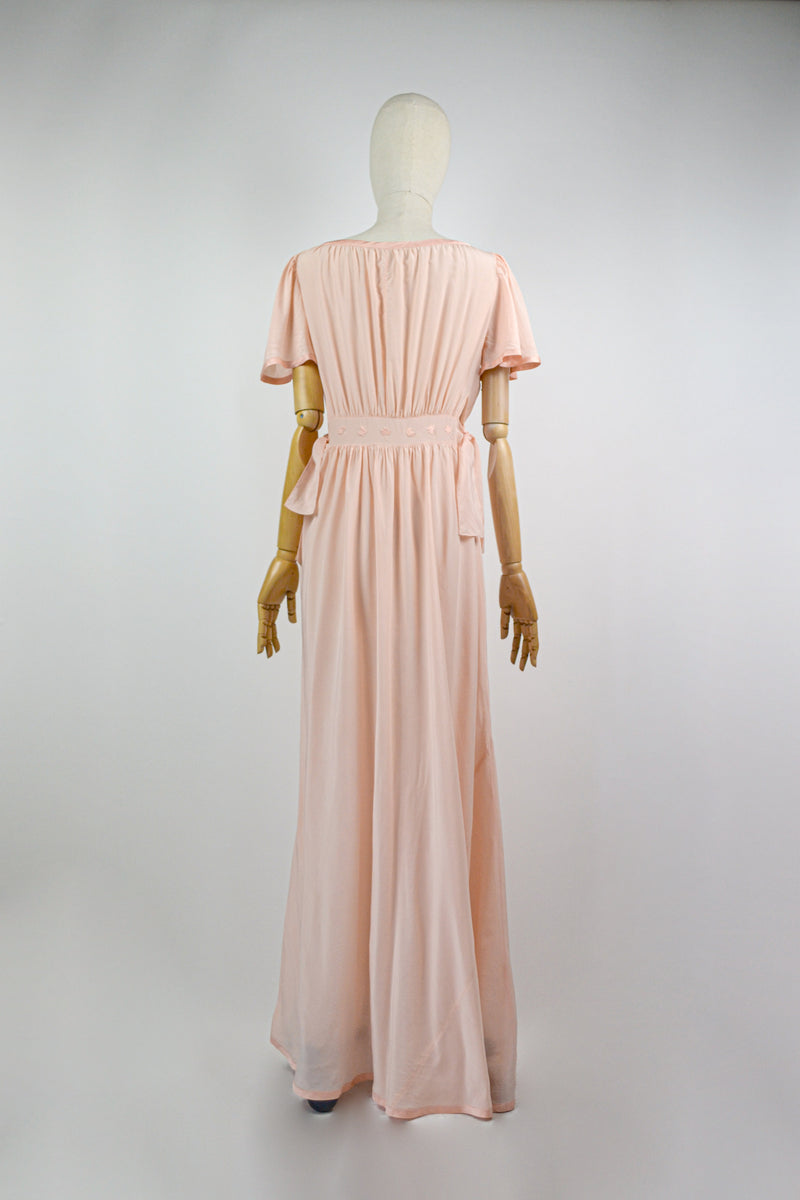 POETRY -  1940s Vintage Silk Ballet Pink Nightgown - Size S