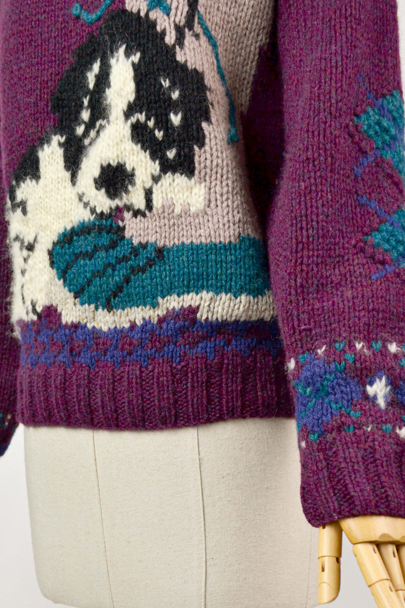 PUPPY LOVES - 1990s Vintage Woolrich Puppies Intarsia Jumper - Size S